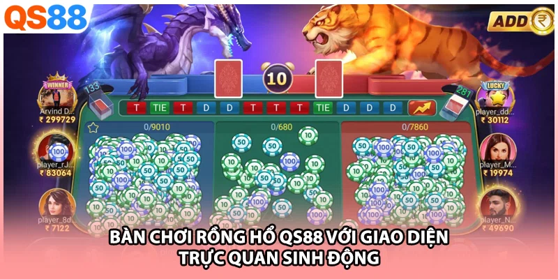 Bàn chơi Rồng hổ QS88 với giao diện trực quan sinh động
