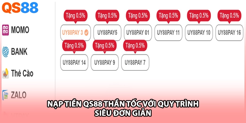 Nạp tiền QS88 thần tốc với quy trình siêu đơn giản